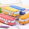Cartoon Bus Pencil Bag Canvas Large Capacity Car Zipper Pen Pencilcase for Student Stationery School Supplies
