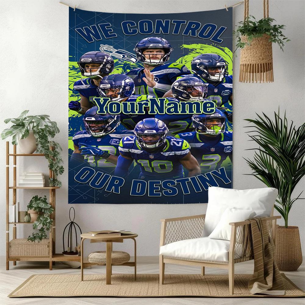 Seattle Seahawks Custom Your Name Wall Decor Tapestry Art For Pet Memorial Birthdaywedding Party Backdrop Family Gift
