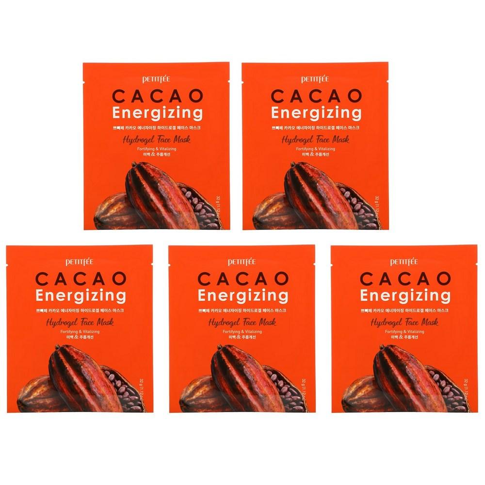 Petitfee Cacao Energizing Hydrogel Beauty Face Mask 5 Packs 32g (1.12oz), 5 Pieces