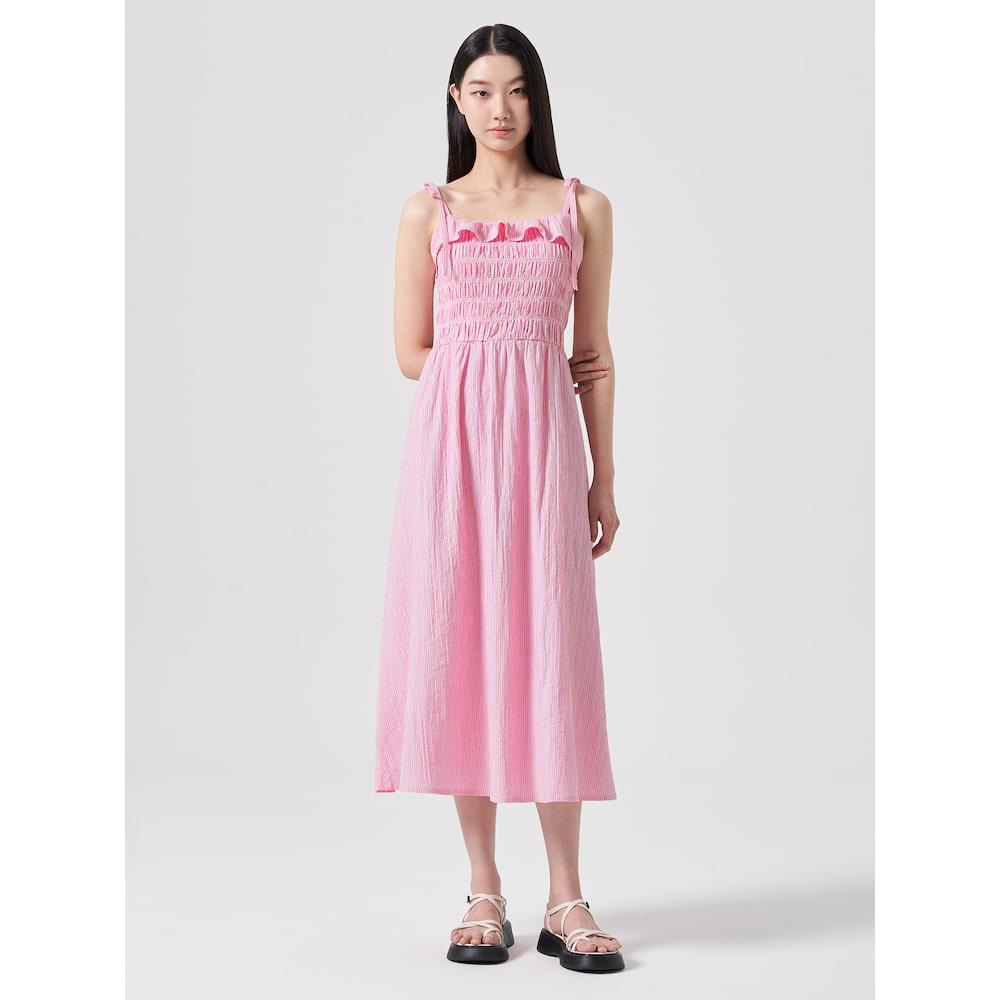 8SECONDS Check Smocking Sleeveless Dress Pink (324771Lyfx)