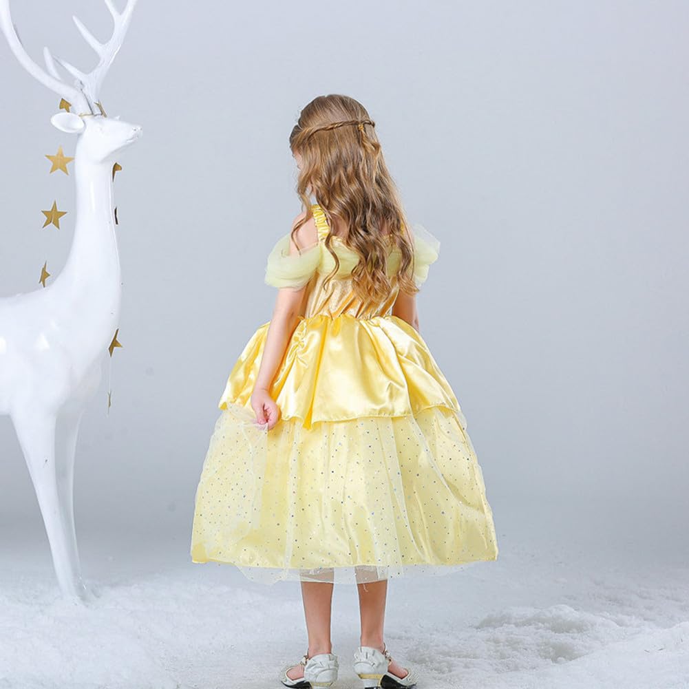 Belle Dress Kids Princess Dress Kids Dress Dress Set Kids Costume Cosplay Yellow One Piece Event Stage Costume Disguise Performance Fancy Dress