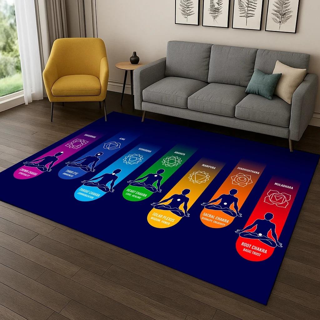 Rainbow 7 Chakra Yoga Meditation Carpet Rug for Living Room Sofa Home Bedroom Doormat Decor Living Room Decoration Carpet