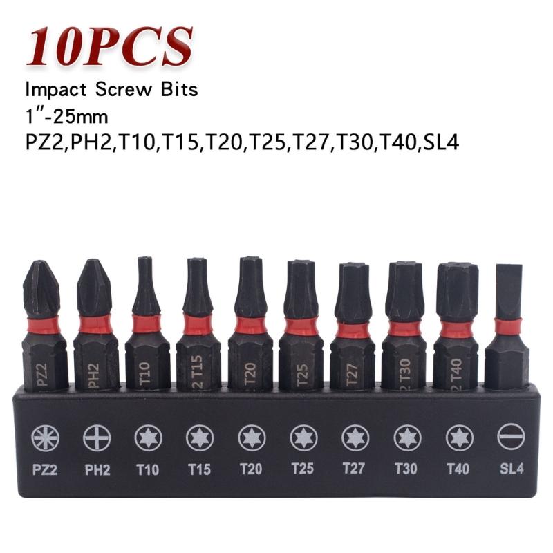 10 шт. Метрические Torx Биты для отвертки Конструкция из легированной стали Сверхпрочные Ударопрочные Для промышленных применений