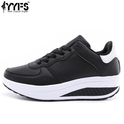 Женские кроссовки на танкетке, повседневные, с низким верхом, на шнуровке, увеличивающие рост, удобные кроссовки на платформе для ходьбы