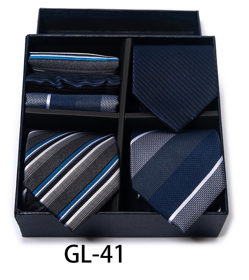 Men'S Gift Box Set Tie Fashion Business Net Color Jacquard Tie Square Scarf