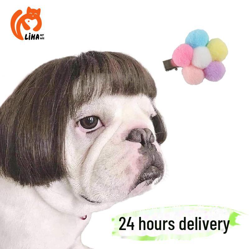 Набор из цветного парика и заколки для волос с цветами для собак - милые аксессуары