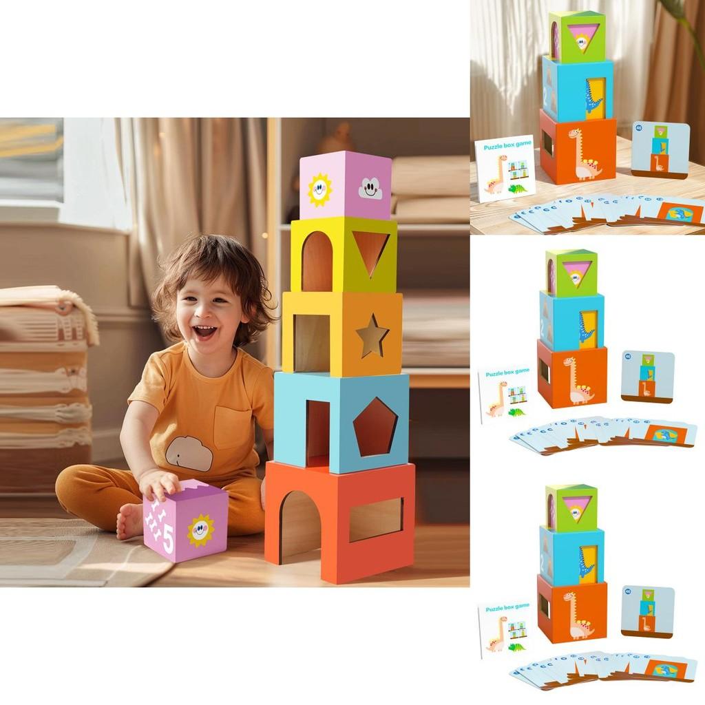 Wooden Educational Stacking Toy For Toddlers With Shape Sorting And Brain Development