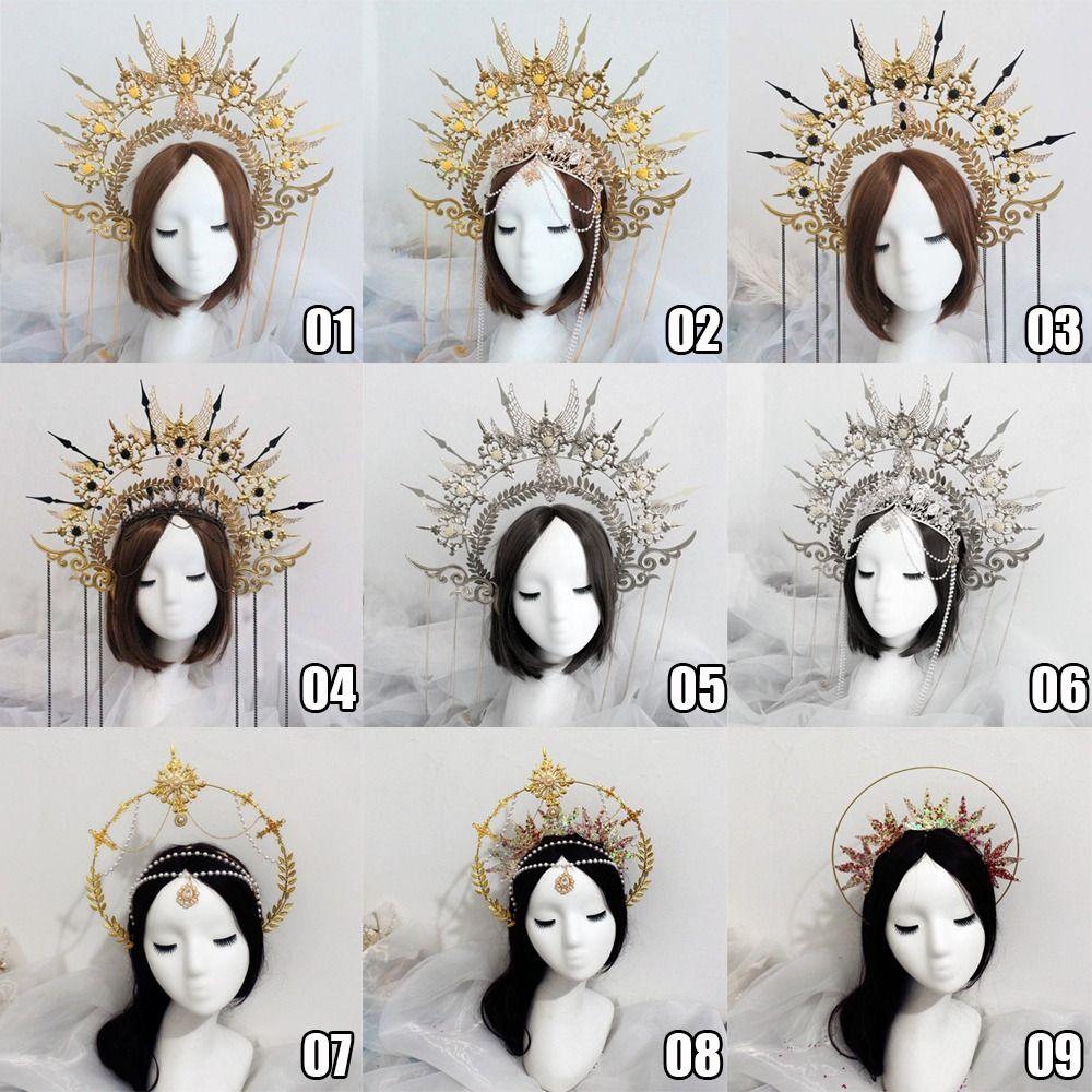 Vintage Handmade Gothic Lolita Tiara DIY Crown Material Kits Wedding Headpiece Sun Goddess Headwear