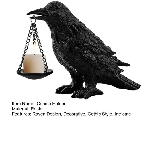 Crow Candle Holder Gothic Raven Tealight Candle Holder Halloween Crow