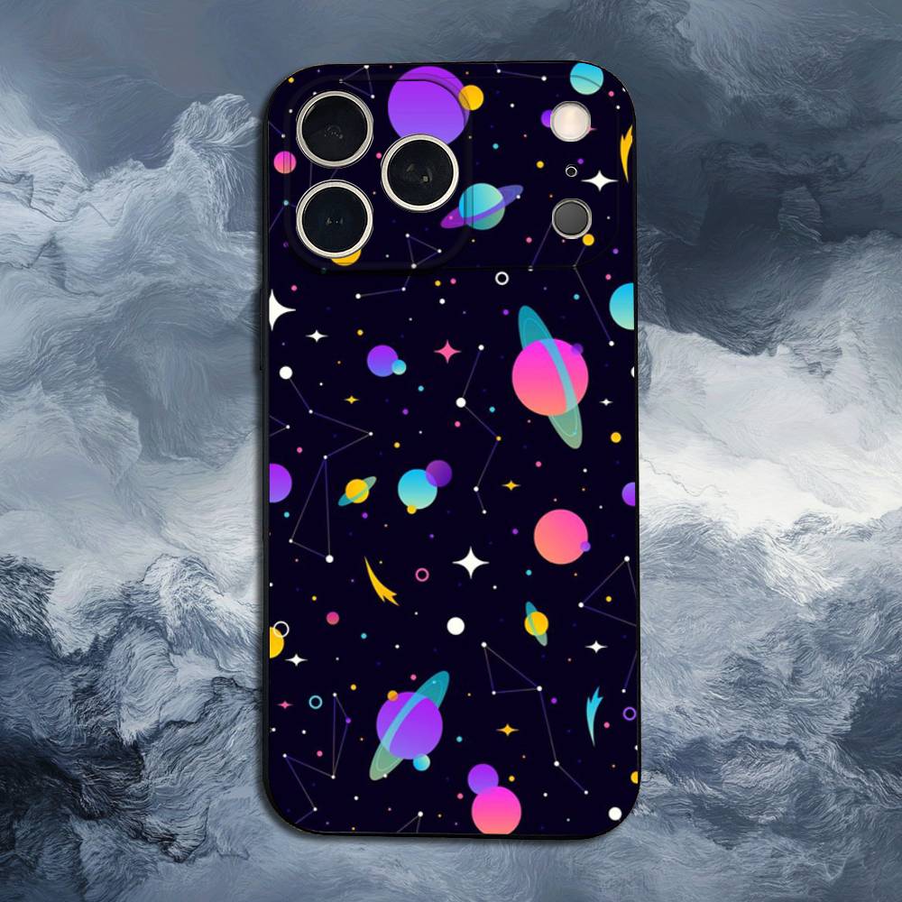 Чехол 'Звездная ночь' со созвездиями для iPhone 12,14,15,16,17,13,11,X,Mini,Plus,Pro Max,8,7,XR,SE,XS, Мягкий силикон, Черный