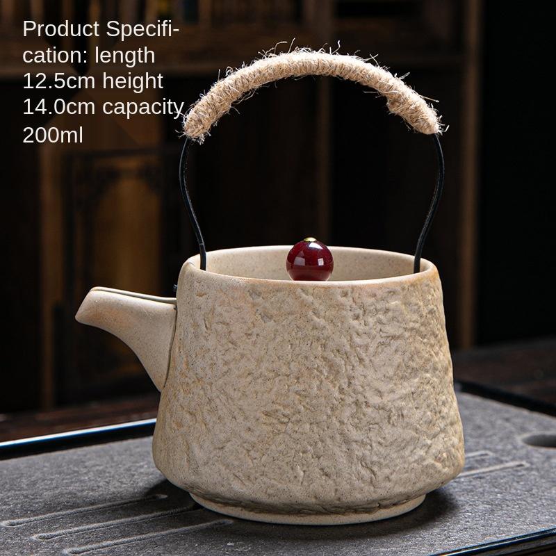 Чайник керамический каменная масса ручка чайник бытовой ретро японский чайный набор Кунг-фу один чайник ручной работы защита от ожогов чайник