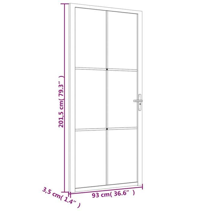 VidaXL Porte intérieure 93x201,5 cm Noir Verre ESG et aluminium 350566