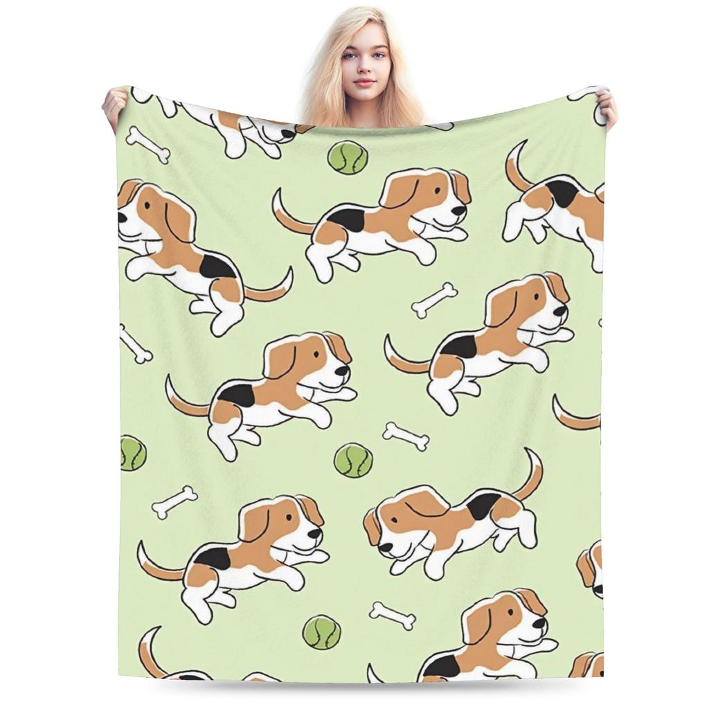 Retro Vintage Art Cute Dogs Warm Soft Blanket Kids Adult Plush Throw Blanket Novelty Outdoor Flannel Bedspread Sofa Bed Cover