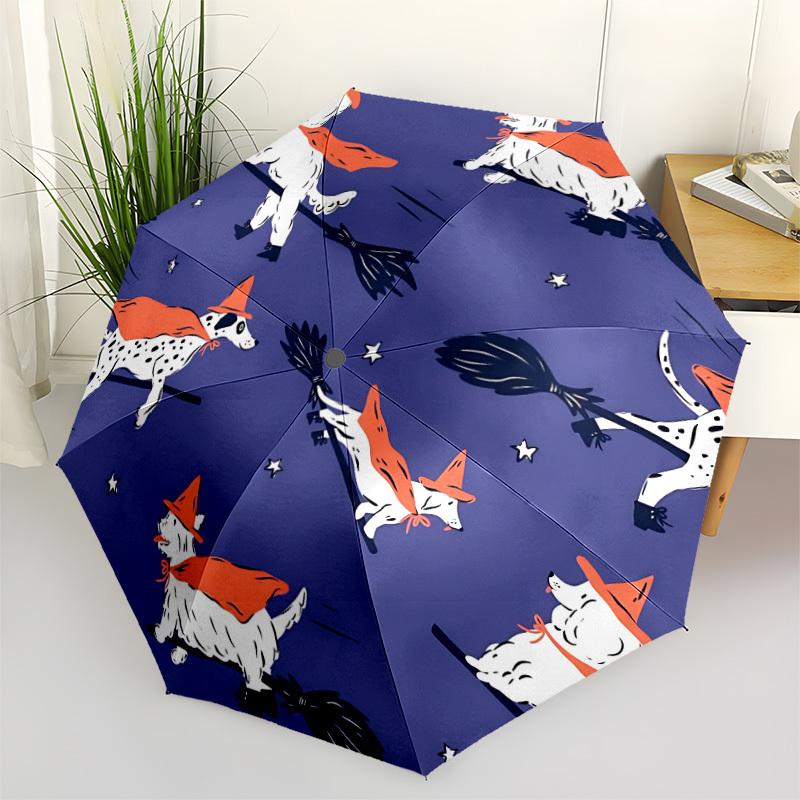 1pc Witch Dogs Automatic Folding Umbrella, 8-Rib Iron Frame, Casual Outdoor Accessory for Birthday Festival Gifts yy251128154