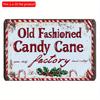 1pc Vintage Candy Cane Factory Metal Tin Sign - Waterproof and Dustproof Iron Wall Art, Engraved Christmas Theme Hanging Decor for Home, Bar, Cafe,
