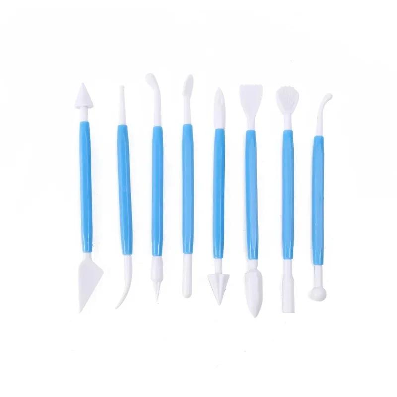 8pcs/set Double Headed Cake Carving Cutter Pen Set Baking Group Fondant Knife Making Cutting Clay Color Soft Diy Tool Odorless