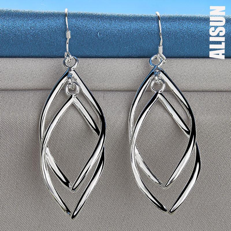 Свадебный кулон из стерлингового серебра 925 пробы с серьгами для пирсинга. Модные свадебные украшения.