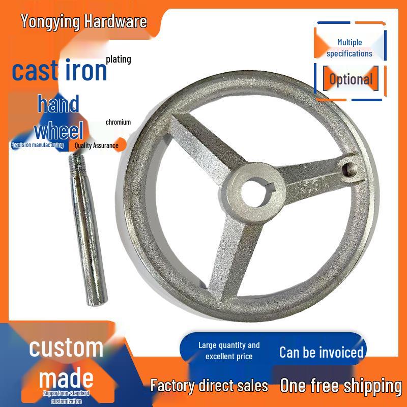 Chrome-Plated Cast Iron Handwheel with Square and Round Corrugated Edges for Industrial Machine Tools