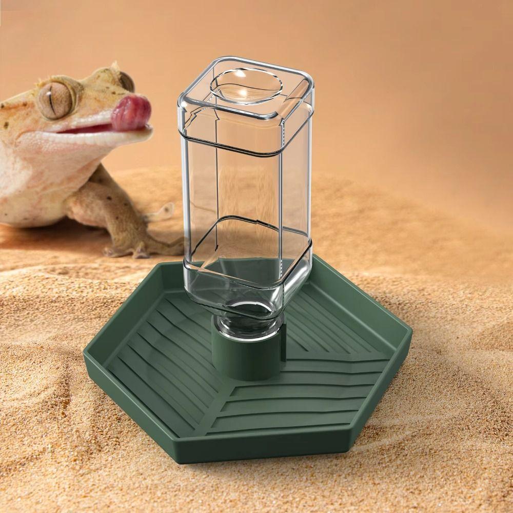 Stable Turtle Water Bowl Anti-slip Automatic Water Dispenser Lizard Food Feeder for Amphibians