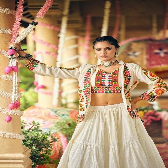 Stylish Tiered Skirt & Embroidered Jacket Lehenga Ensemble