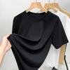 Свободная футболка из чистого хлопка, женская, с короткими рукавами, новая летняя одежда этого года, популярная корейская версия однотонного топа в стиле ленивой моды