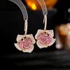 Atmospheric Exaggerated Dinner Party Micro-inlaid Zircon Fashion Personality Ear Hook Three-dimensional Camellia Earrings