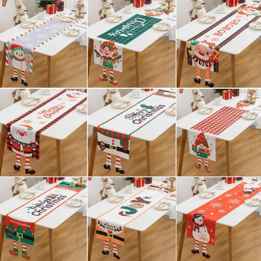 Мультяшная ткань Рождественская скатерть Рождественский орнамент Navidad Table Runner Многоразовый Рождественский флаг для стола Рождество