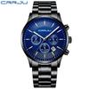 CRRJU New Men's Steel Band Sports Watch Fashion Business Multi-functional Six-pin Chronograph Watch