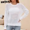 Women's Fashion Casual Solid Color Print Autumn Winter Long Sleeve O-Neck Loose Sweaters