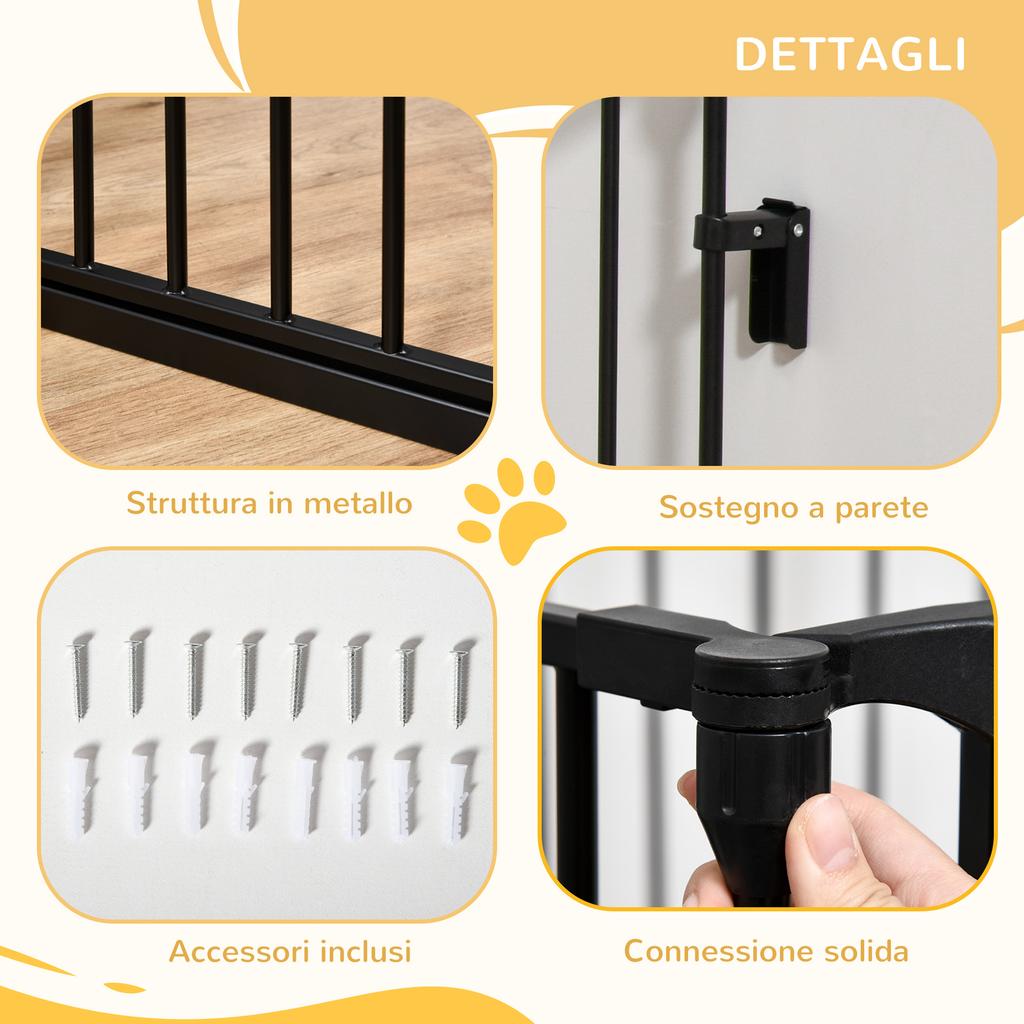 3-Panel Folding Dog Gate for Small and Medium Dogs, 180 x 3 x 74.5 cm, Black