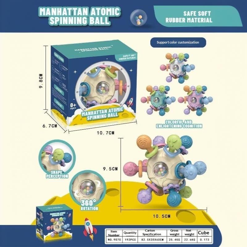 Мультисенсорный мячик Жевательный круглый мячик Сенсорный для младенцев Монтессори Щелчок Ручной хват Мягкий жевательный
