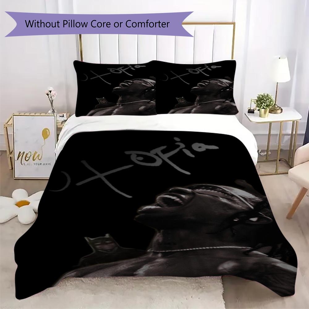 Travis Scott Pattern Bedding uilt Set uilt Cover Pillowcase Home Decoration Birthday Gift (1 * duvet cover + 2 * pillowcase without core)