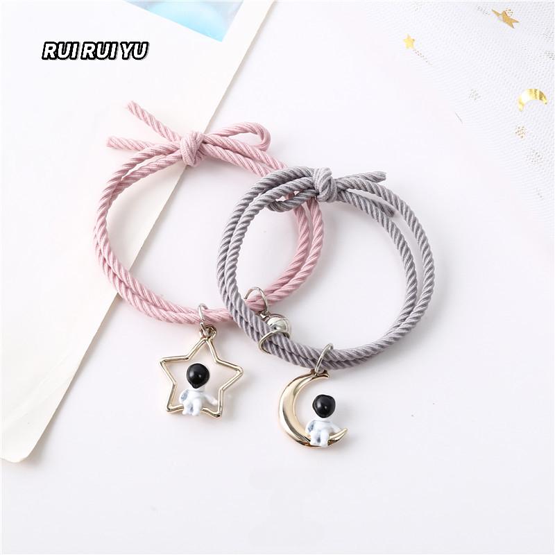 Новый браслет космонавта со звездой и луной, пара меньшего размера, кожаный чехол для парня, студента, пара, браслет, подарочная повязка на голову