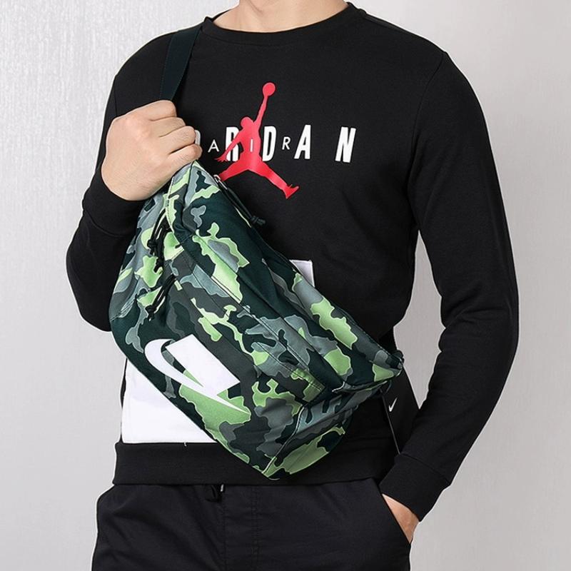 Nike Полиэстеровая поясная сумка обычная унисекс камуфляжно-зеленая повседневная BA5795-372