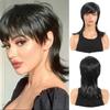 Women's Fashionable Swallowtail Short Straight Synthetic Wig with Bangs for Breathability Suitable for Parties and Daily Use
