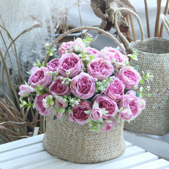 2 шт. искусственный пион с зелеными листьями 5 вилок реалистичный искусственный шелковый цветок для дома, офиса, вечеринки, помещения, улицы искусственный цветок цветочное украшение