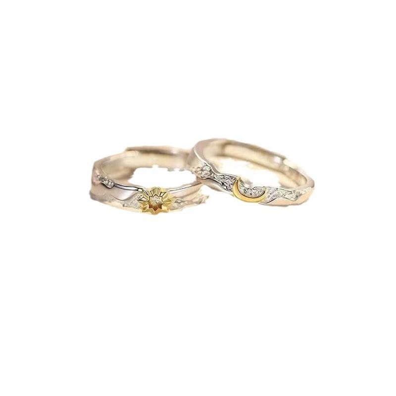 Sun and Moon Couple Rings European and American Niche Design Tyndall Sun Moon Adjustable Trendy Rings for Men and Women