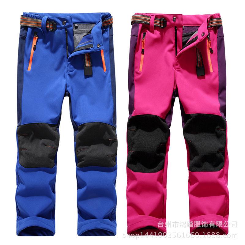 2024 New Windproof Waterproof Children Outdoor Kids Pants Boys Girls Soft Shell Pants Warm Teensclimbing Pants Sweatpants Enfant