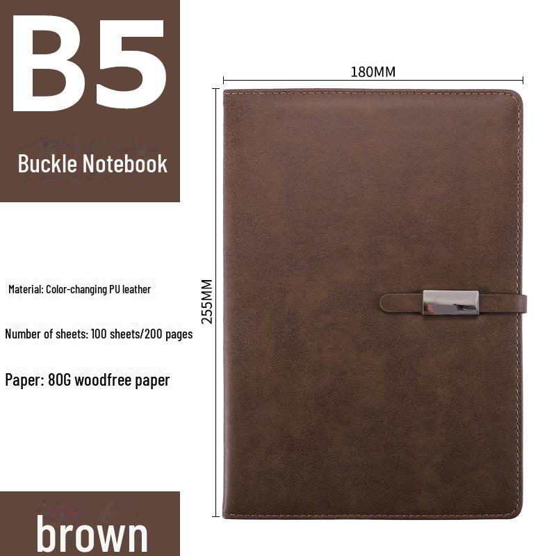 B5 Leather-Covered Business Notebook with Customizable Logo and Creative Thread-Bound Design for Meetings and Students