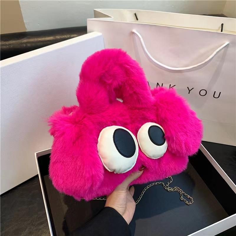 New Autumn and Winter Plush Bag Cute Big-eyed Puppy Tote Bag Shoulder Bag Crossbody Sideways Eye Puppy Bag