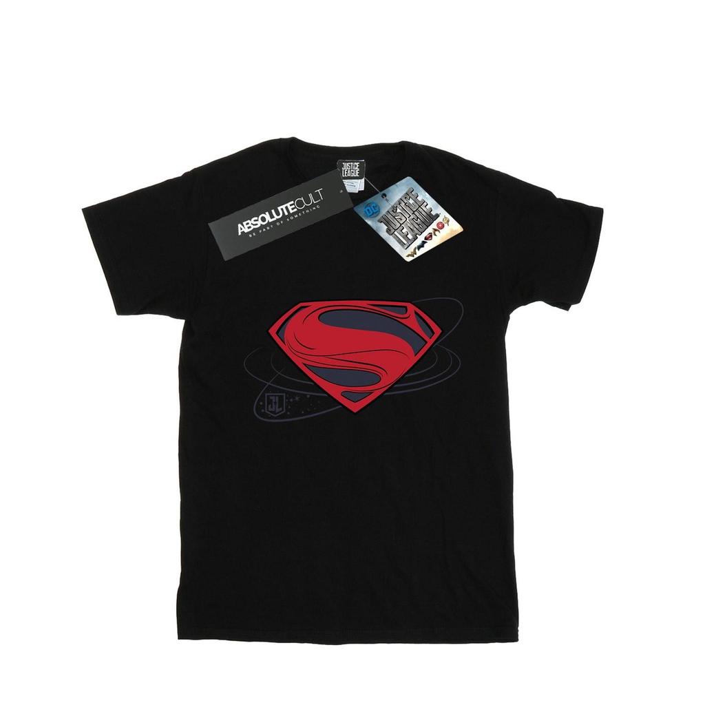 DC Comics Womens/Ladies Justice League Movie Superman Logo Cotton Boyfriend T-Shirt
