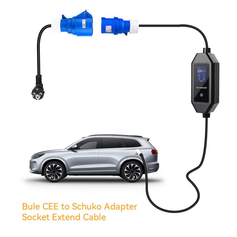 JDMEX CEE EV Charger Plug Connector CEE Female Plug 3Pins CEE to Schuko Adapter for 32A 1Phase 7KW Charger Electric Vehicle