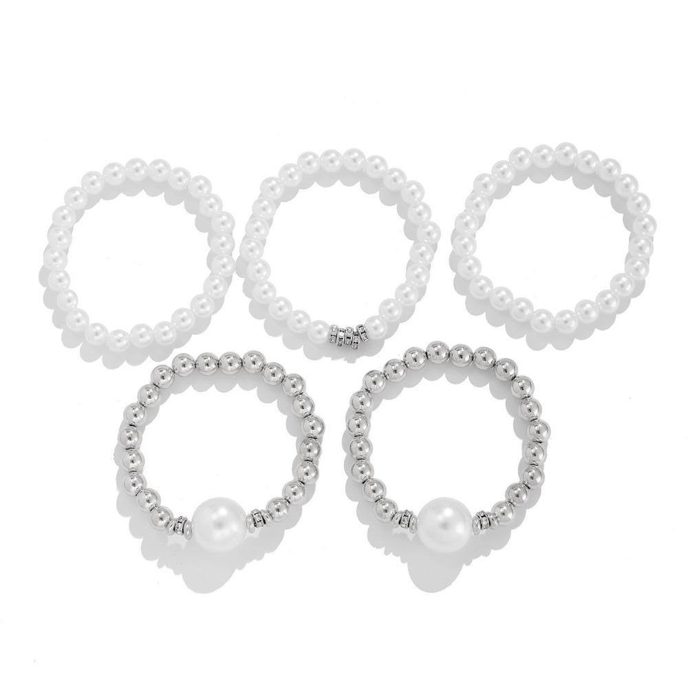 Серебряный металлический браслет с жемчугом, вытяжка проволоки, преувеличенный браслет, жемчужный браслет, для женщин