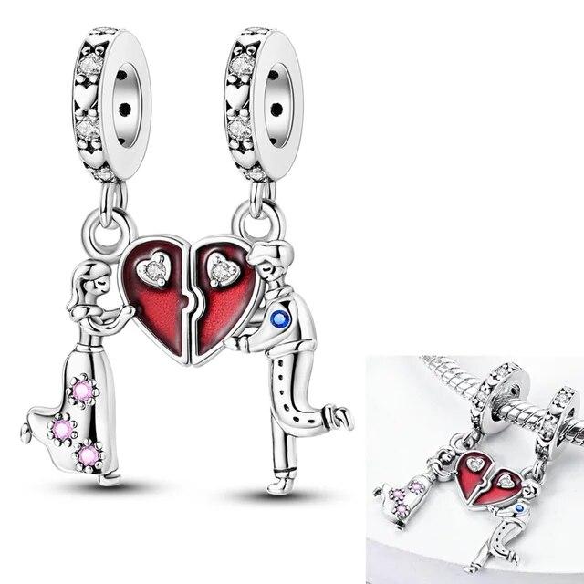 925 Sterling Silver Charms Beads Love Heart Aircraft Luggage Travel Dangle Fit Original New Bracelet Necklace Diy Jewelry