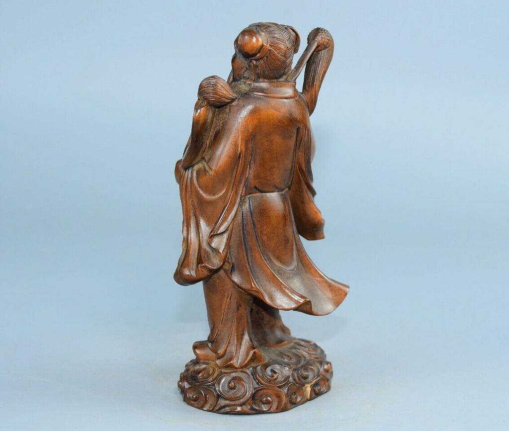 Chinese Antique Boxwood Wood Carving Exquisite Figure Statues Home Decor Art