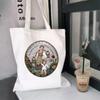 Ladies Reusable Shopping Bag Printed Harajuku Cartoon Print Shopping Canvas Shopping Bags Girls Handbags Ladies Shoulder Bags.