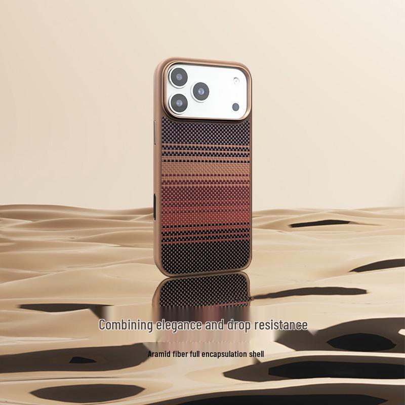 Чехол для iPhone 17 Pro Max из кевлара, углеродного волокна + ТПУ, магнитный, ударопрочный