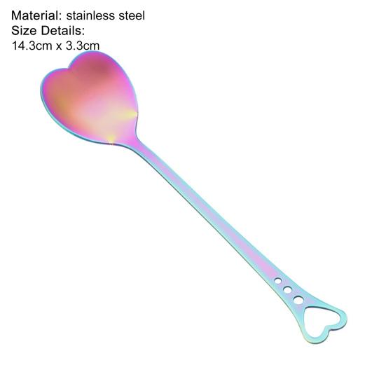 Кофейная ложка в форме сердца из нержавеющей стали с радужным градиентом цвета, ложка для размешивания чая и кофе, свадебный подарок