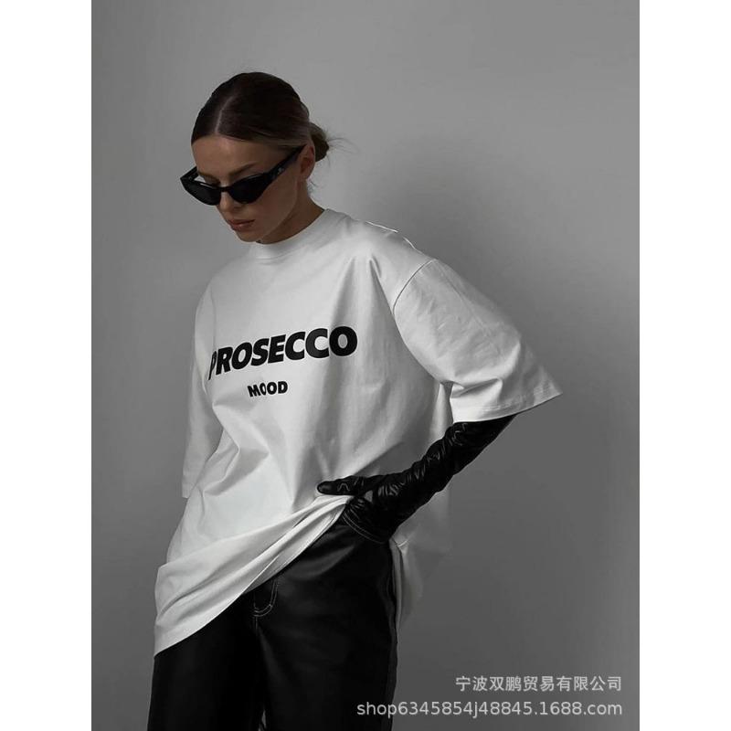 Plus Size Women's Summer Letter-printed Round Neck Loose Short Sleeved Top