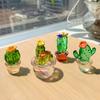 4Pcs Handmade Glass Cactus Figurines Ornaments Mini Miniature Vehicle Ornament